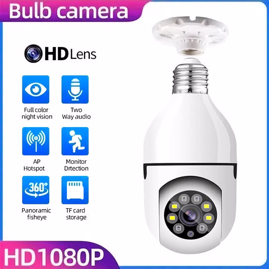 Bulb Camera 1080p Wifi 360 Degree Night Vision Two-way Audio Motion Detection