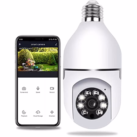 Bulb Camera 1080p Wifi 360 Degree Night Vision Two-way Audio Motion Detection