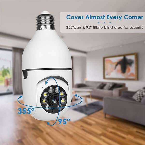 Bulb Camera 1080p Wifi 360 Degree Night Vision Two-way Audio Motion Detection - Image 2